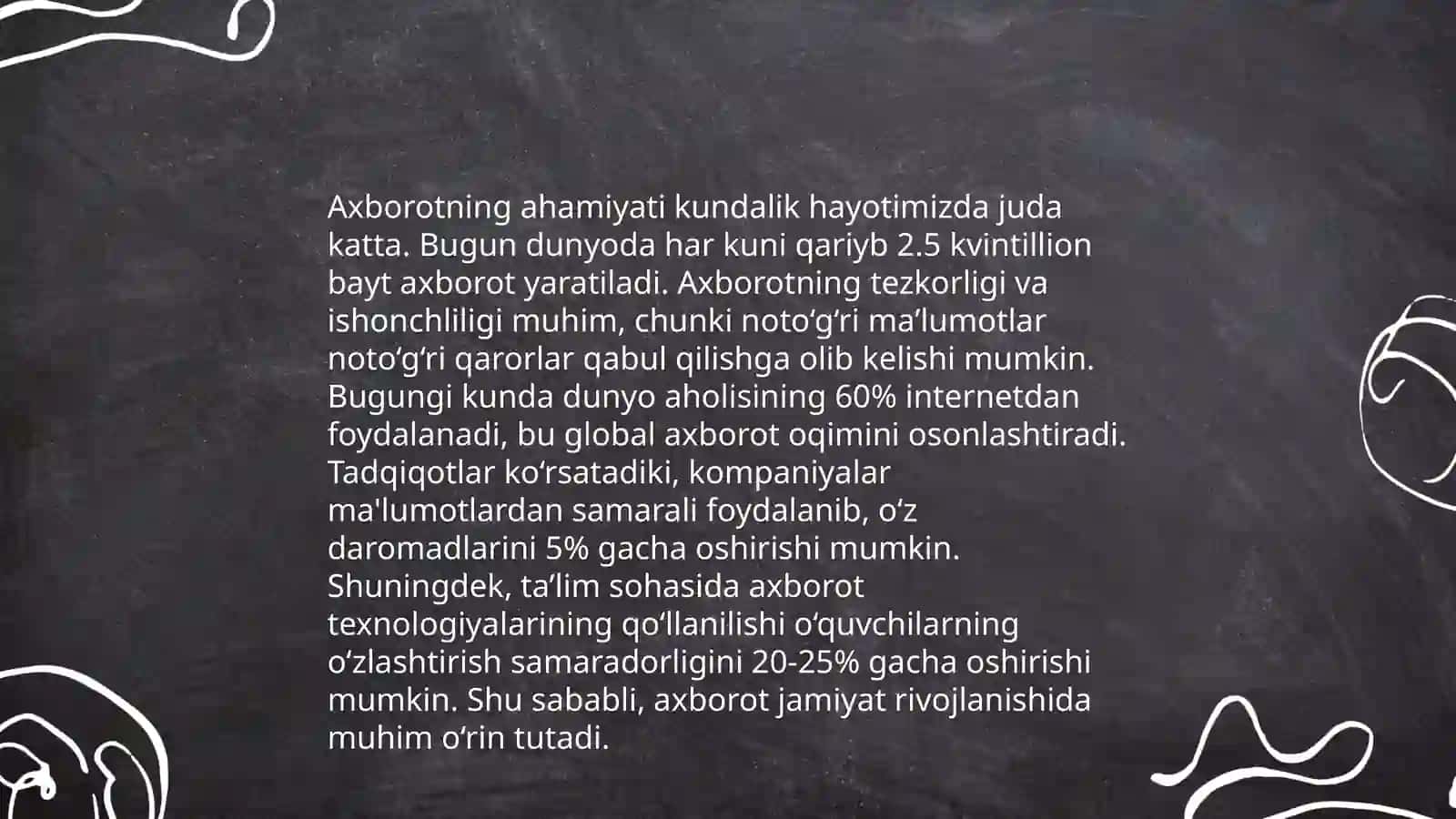 Axborot, uning turlari,xususiyatlari va o'lchov birliklari 4