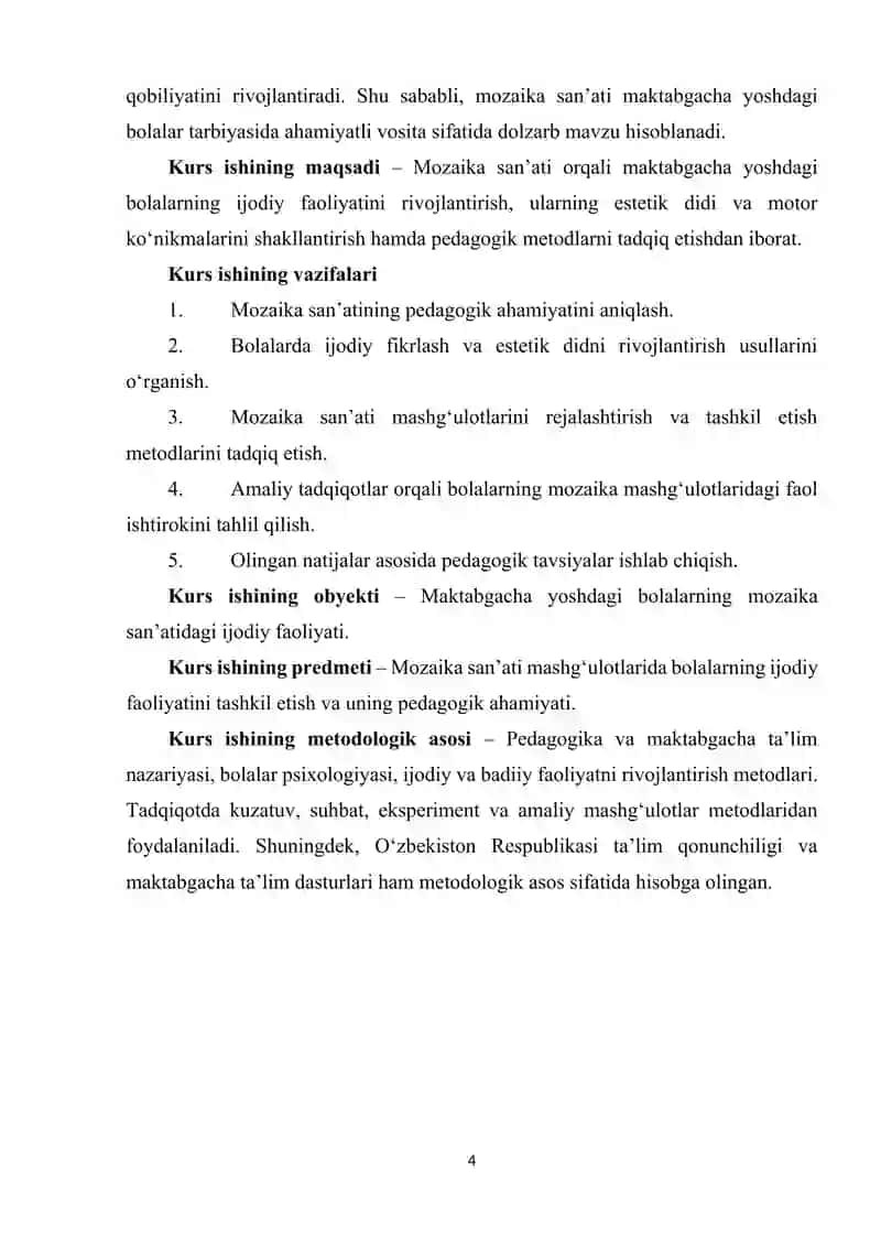 Mozaika texnikasi orqali bolalar ijodiy qobiliyatini rivojlantirish. 4