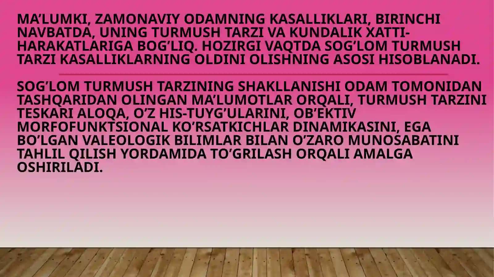 SOG’LOM TURMUSH TARZINI TARG’IB QILISH 4