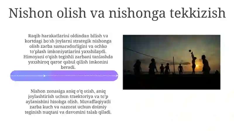 Voleybol o'yinida to'pga zarba berish texnik usullari 4