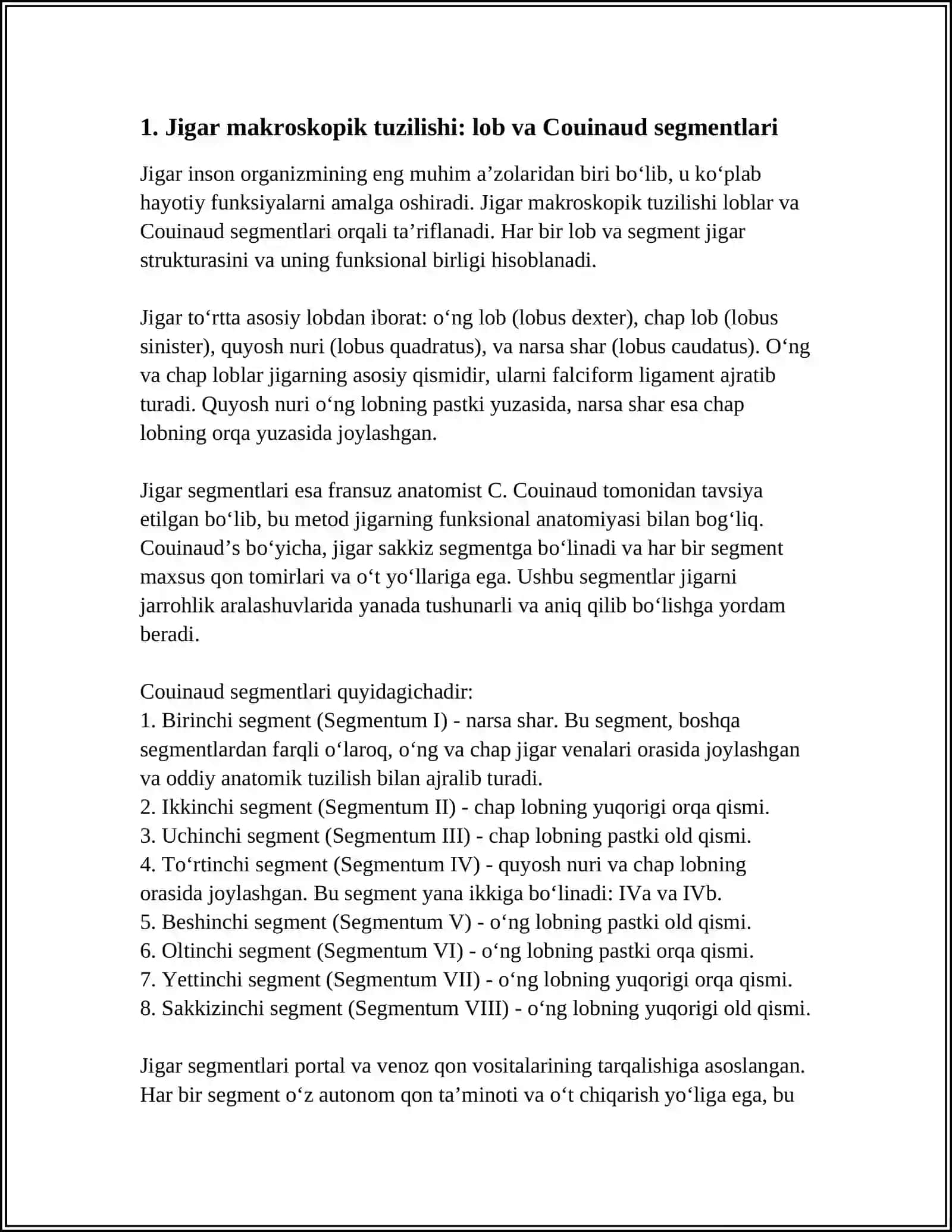 Jigar, me'da osti bezi: tuzilishi, topografiyasi, yoshga qarab o‘zgarishi 4