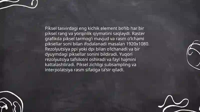 Grafik ma'lumotlarni kodlash 4
