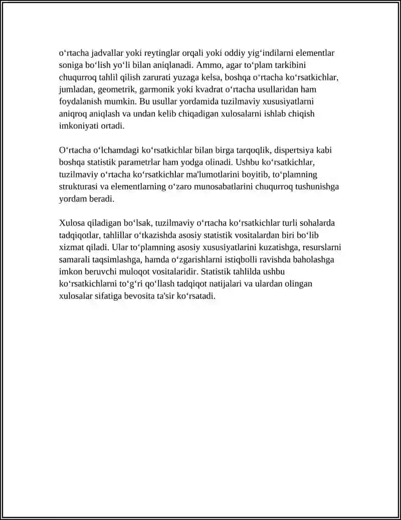 TUZULMAVIY ORTACHA KORSATKICHLAR 4