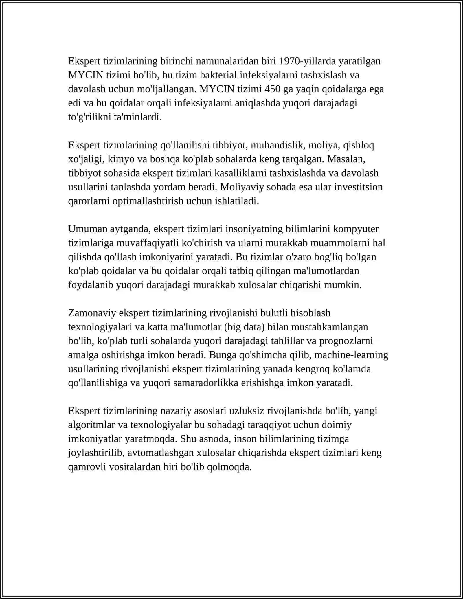 EKSPERT TIZIMLARINI BOSHQARUVDAGI ORNI VA ULARNI IQTISODIYOT TARMOQLARIDA QOLLASH 4