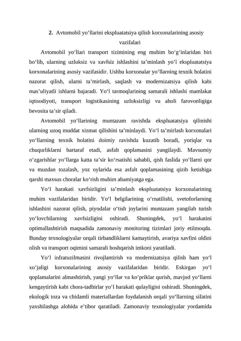 Avtomobil yo‘llarini ekspluatatsiya qilish 4