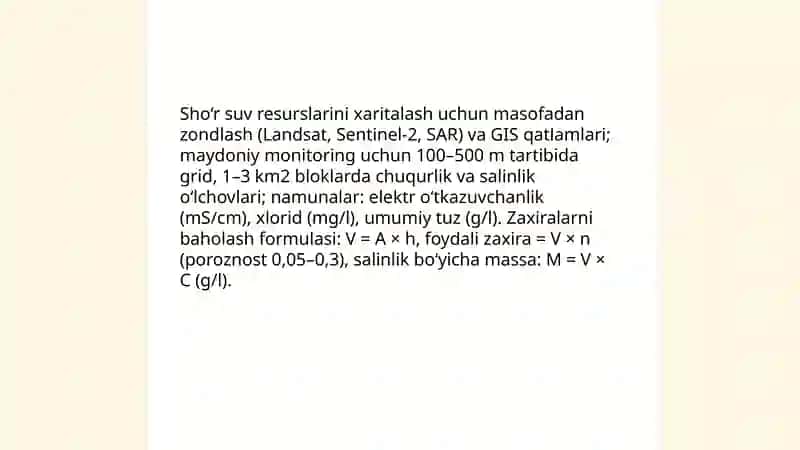 Oʼzbekiston hududida sho‘r suvlarni chuchuklashtirish g‘oyasini yaratish 4