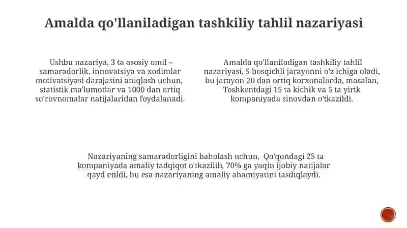 Tashkilotni amaliy tahlil qilish nazariyasi 4