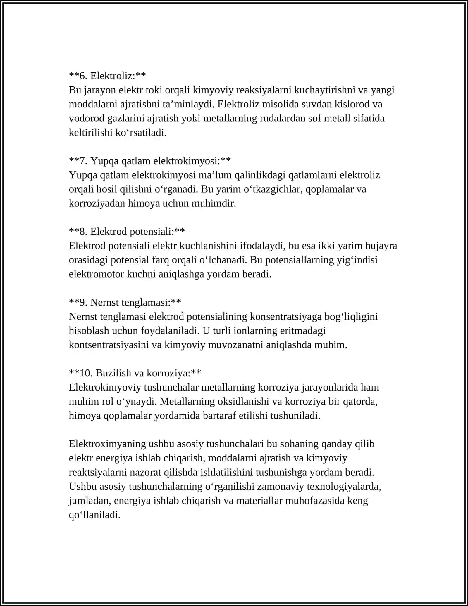 QOTISHMALAR VA ULARNING ISHLATILISH SOHALARI. ELEKTROKIMYO JARAYONLAR 4