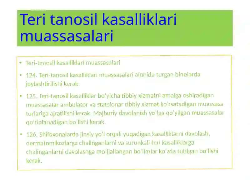Loyiha materiallari bo'yicha davolash-profilaktika muassalarini gigiyenik baholash 4