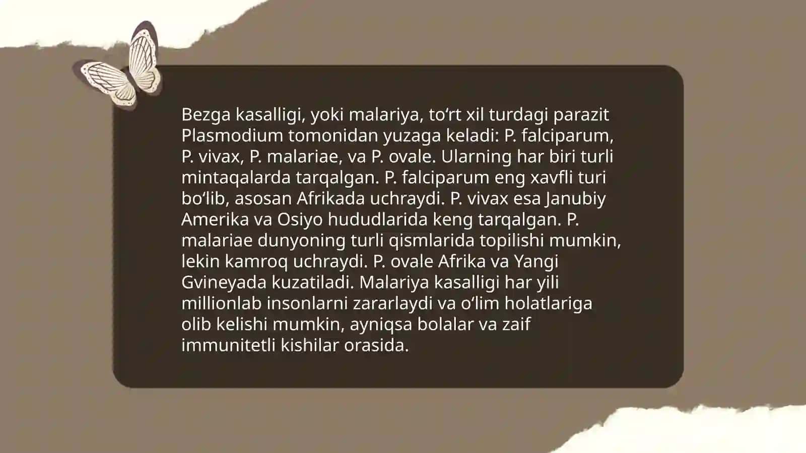 Sporalilar-bezgak plazmodiysi (bezgakni turli xillarini qoʻzgʻatuvchilar) 4
