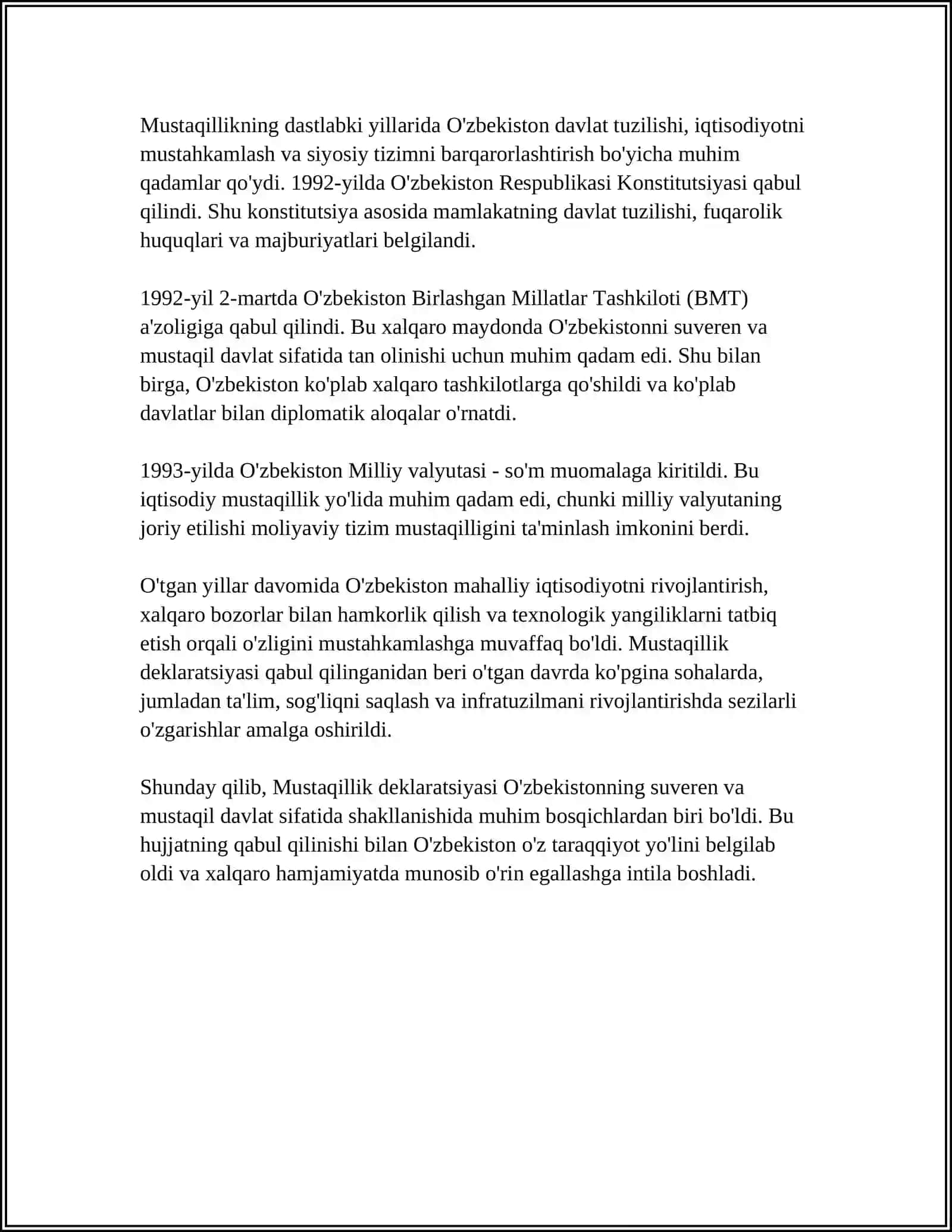 MUSTAQILLIK DEKLARATSIYASI VA MOHIYATI 4