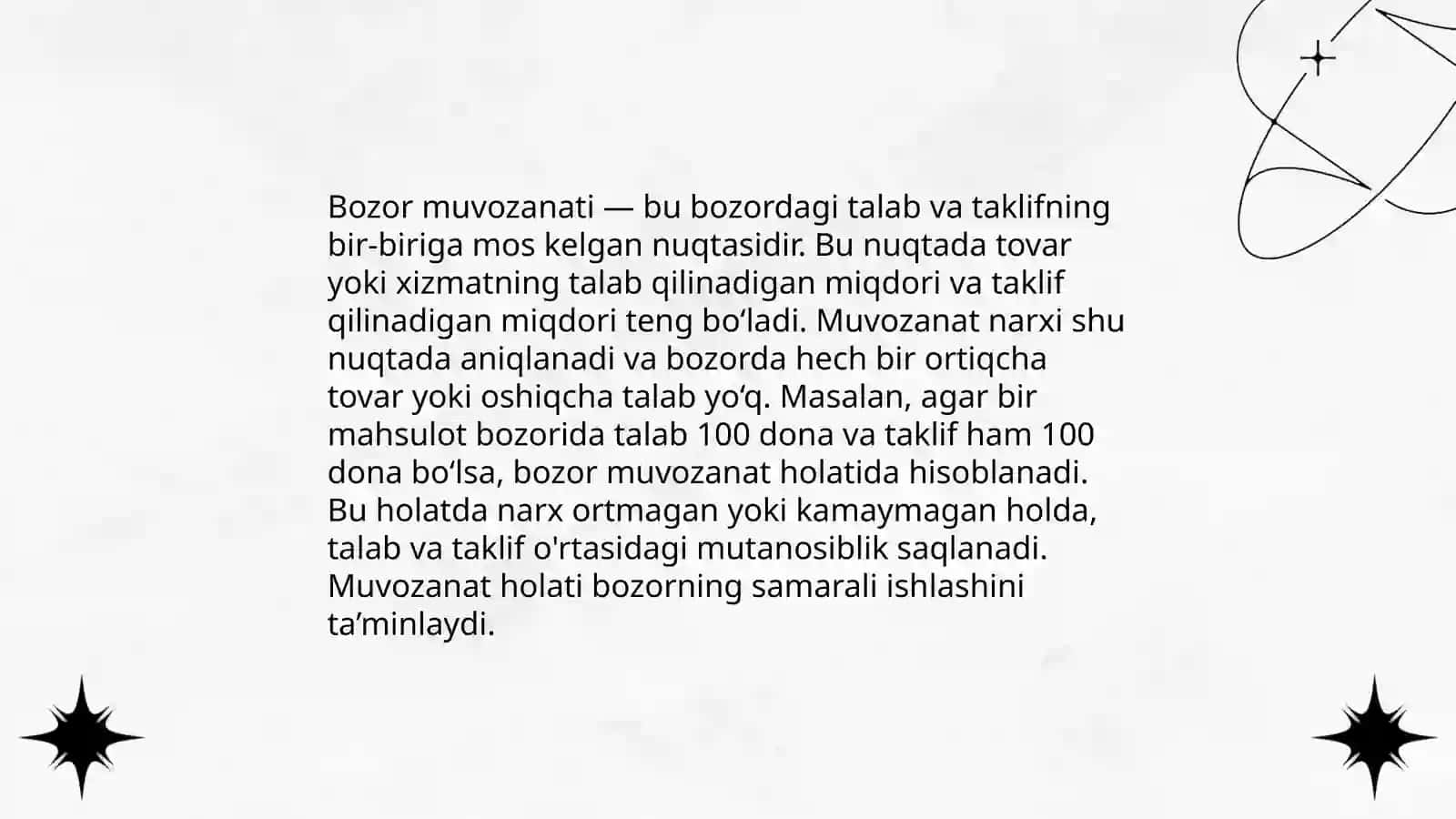 TALAB VA TAKLIF NAZARIYASI. BOZOR MUVOZANATI 4