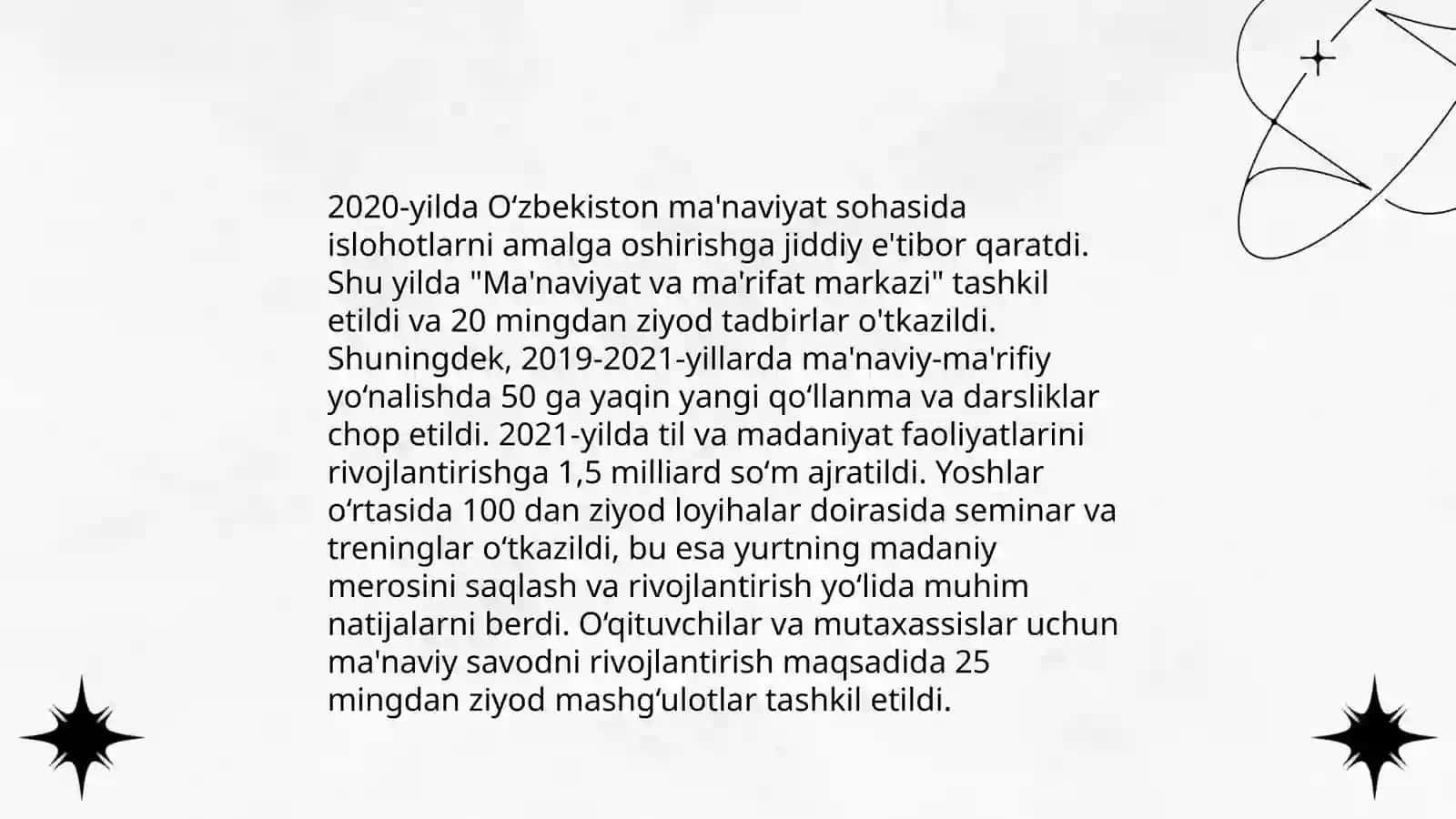 Yangi Oʼzbekistonda amalga oshirilayotgan manaviy oʼzgarishlar 4
