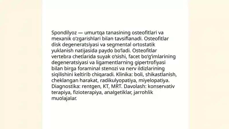 Umurtqalart osteoxondrozi va spondiloartroz 4