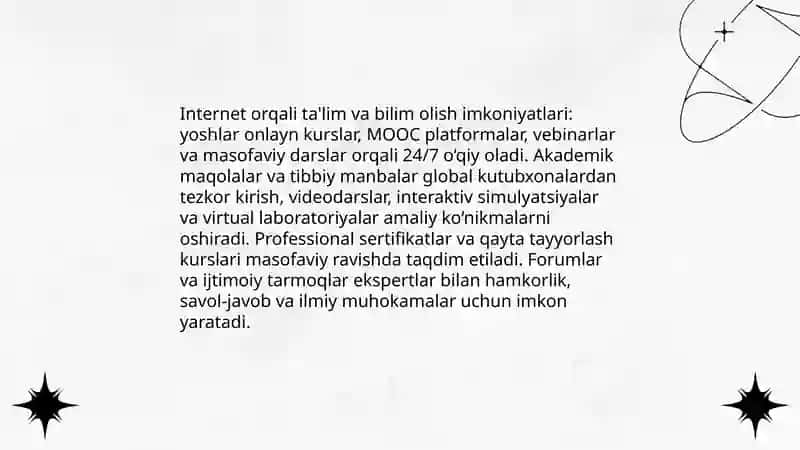 Medisavodxonlik haqida. Internetning yoshlar hayotidagi ijobiy va salbiy oʻrinlari 4