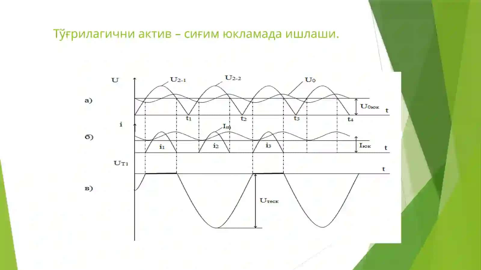 Тўғрилагични актив – сиғим юкламада ишлаши принципиал схемаси 4