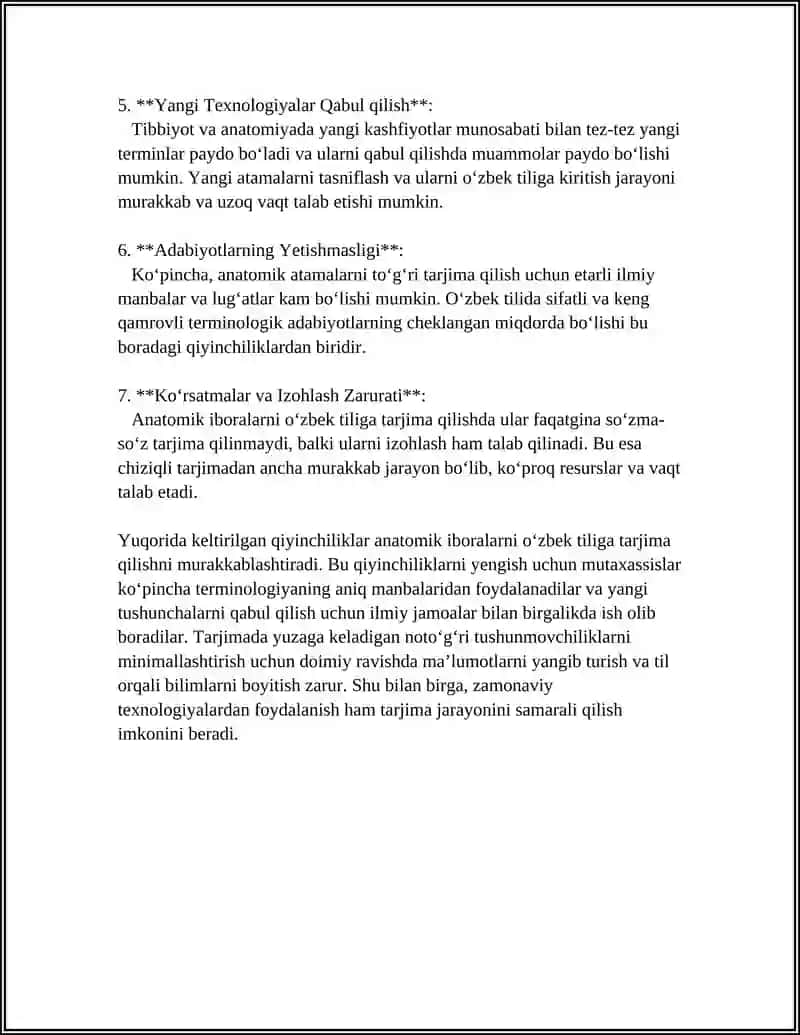 ANATOMIK IBORALARNING TARJIMASI MAVZUSIDA MUSTAQIL ISH 4