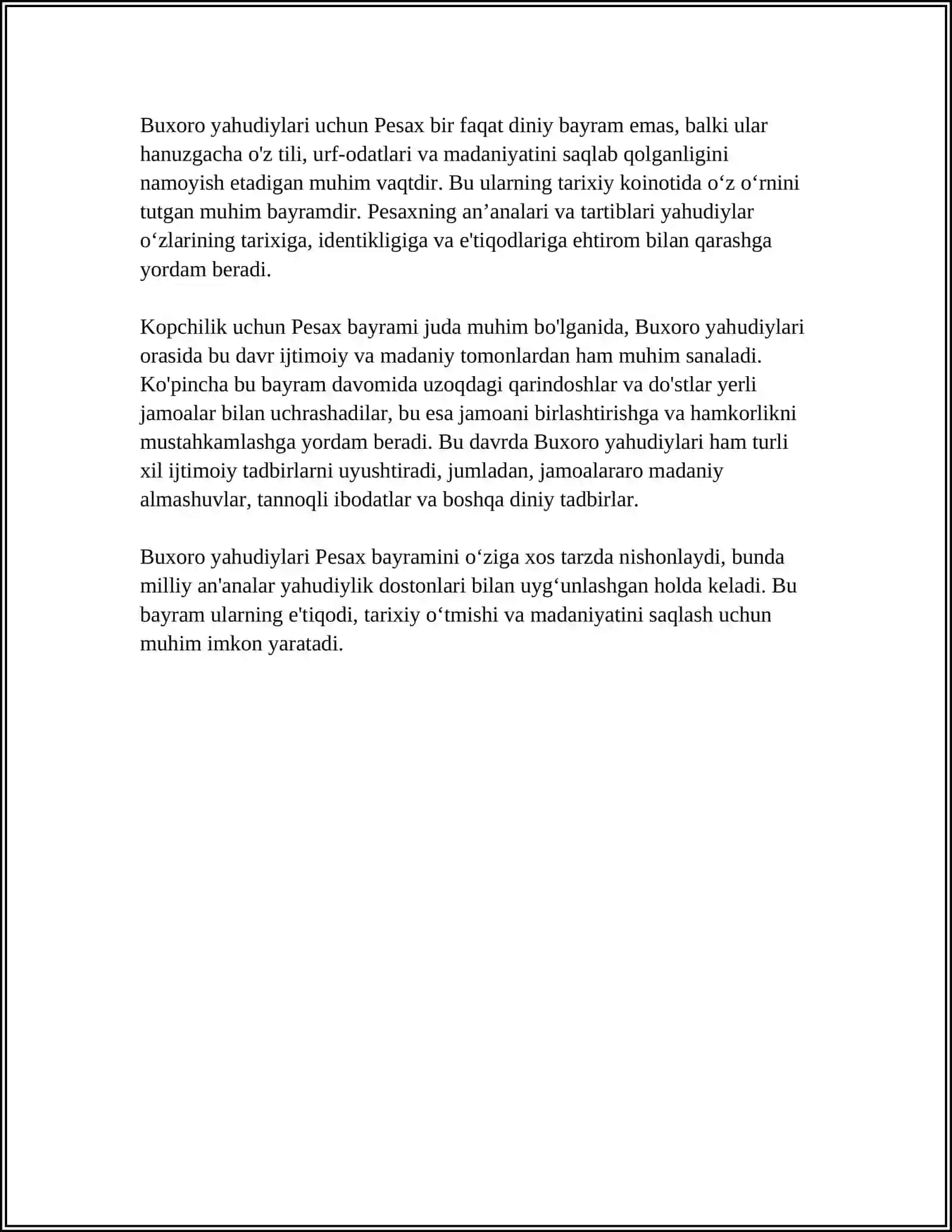 BUXORO YAXUDIYLARNINIG DINIY MAROSIMLARI VA BAYRAMLARI 4