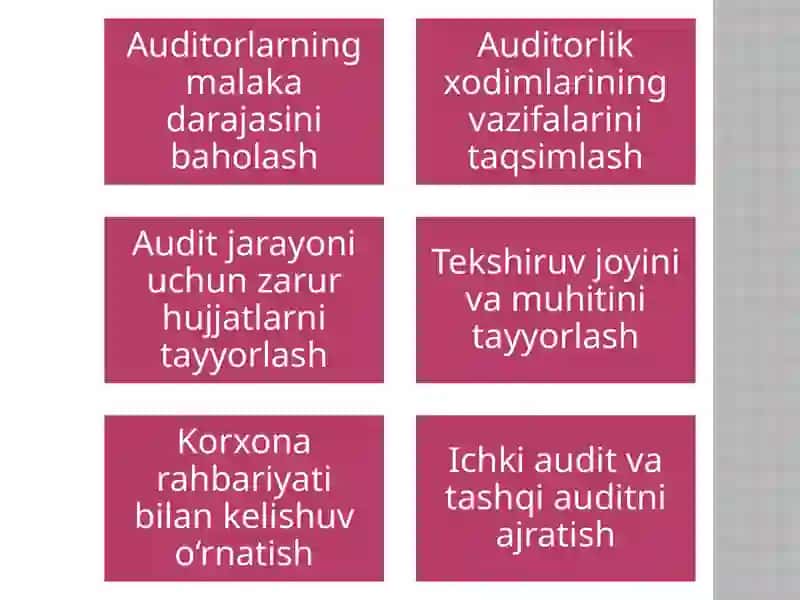Audit tekshiruvining tashkiliy asoslari , audit strategiyasi va texnologiyasi 4
