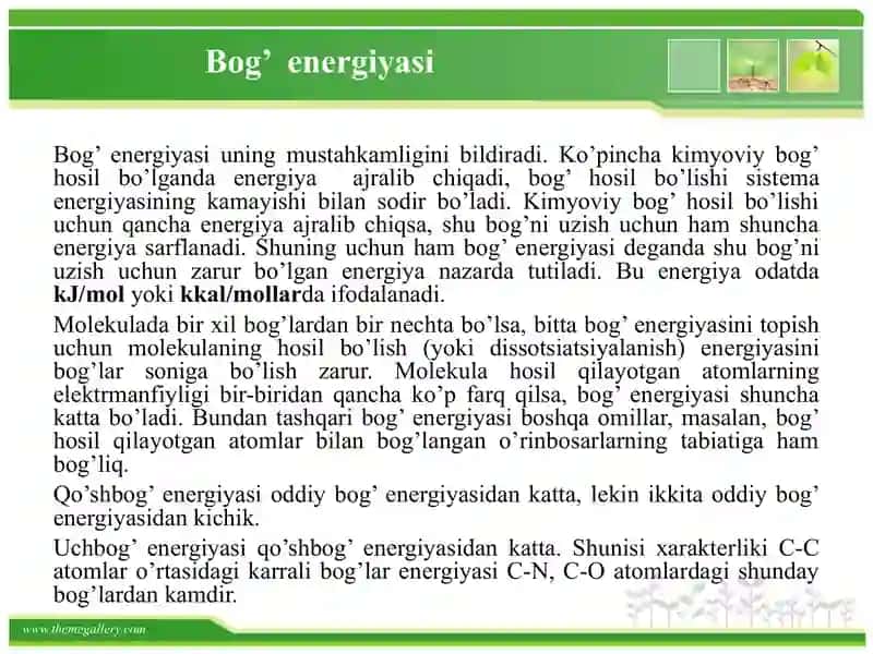 Kimyoviy bogʻlanish va molekulalarning fazoviy tuzilishi 4