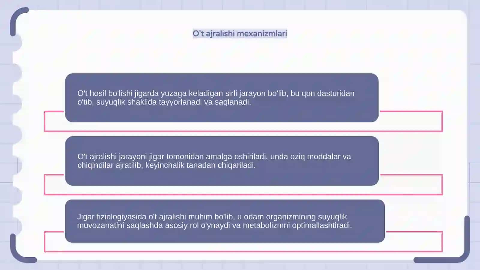 O't hosil bo'lishi , ajralishi va jigar fiziologiyasi 4