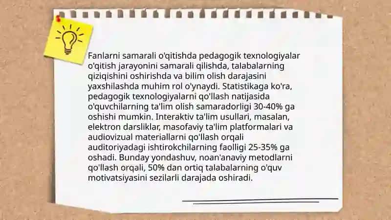 Kreativ pedagogika fanini oqtishda pedagogik texnalogiyalardan foydalanish 4