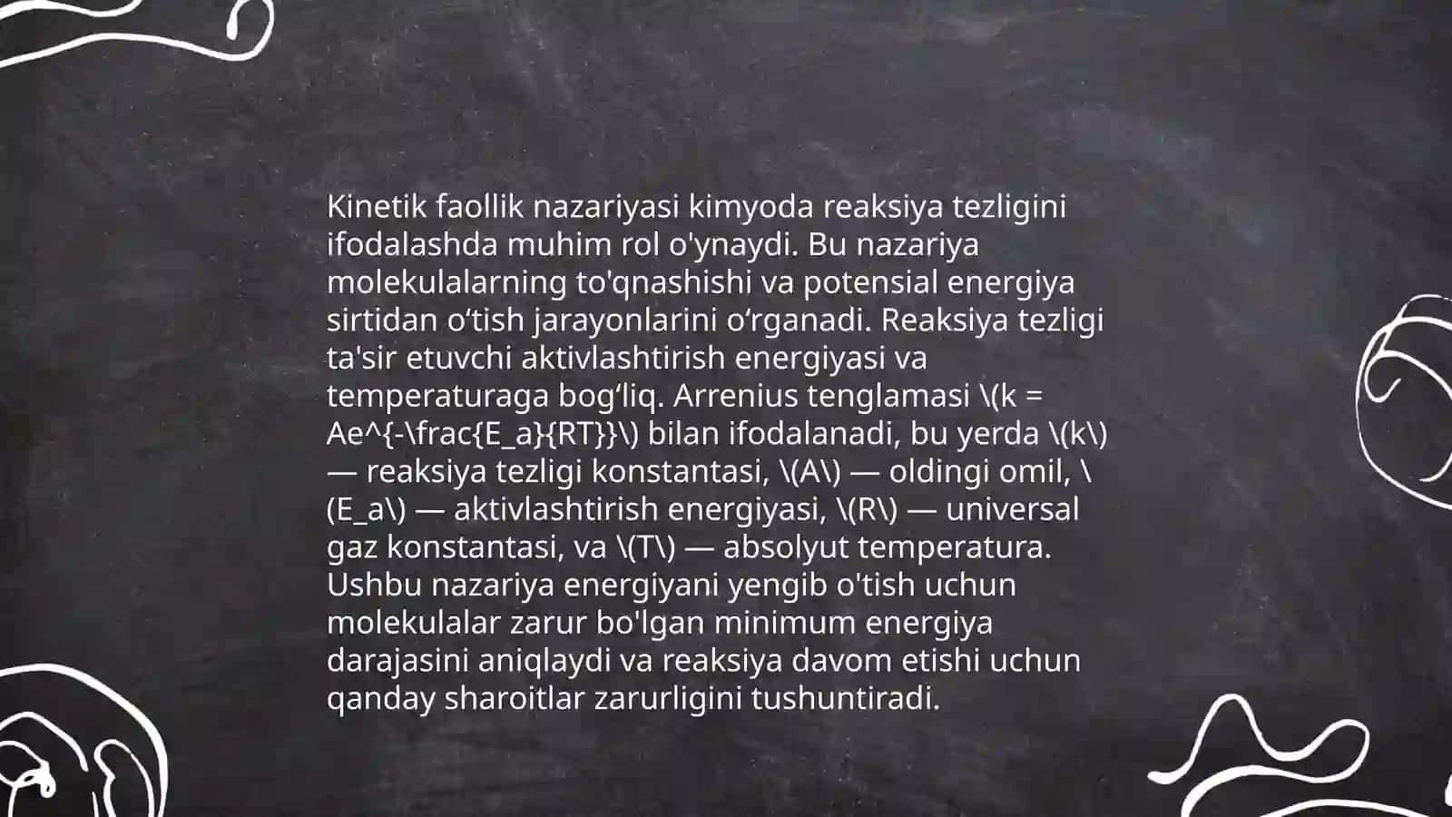 Faollik. Faollik koeffsiyenti. Moddaning standart holatdagi faolligi 4