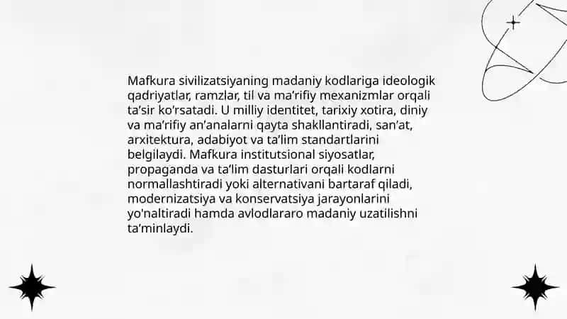 Mafkura va sivilizatsiya ular oʻrtasidagi tarixiy aloqadorlik. 4