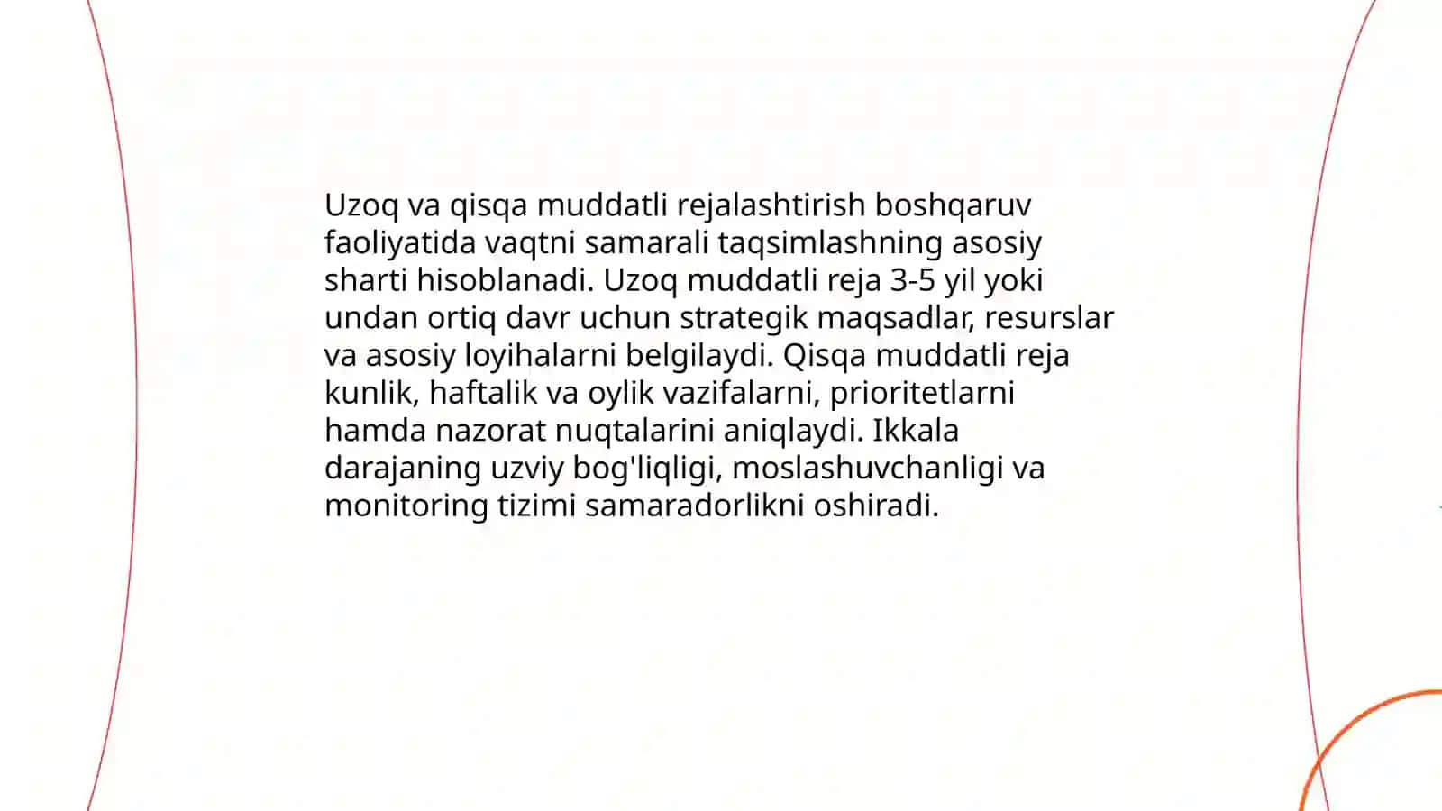 Boshqaruv faoliyatida vaqtdan unumli foydalanish shartlari 4