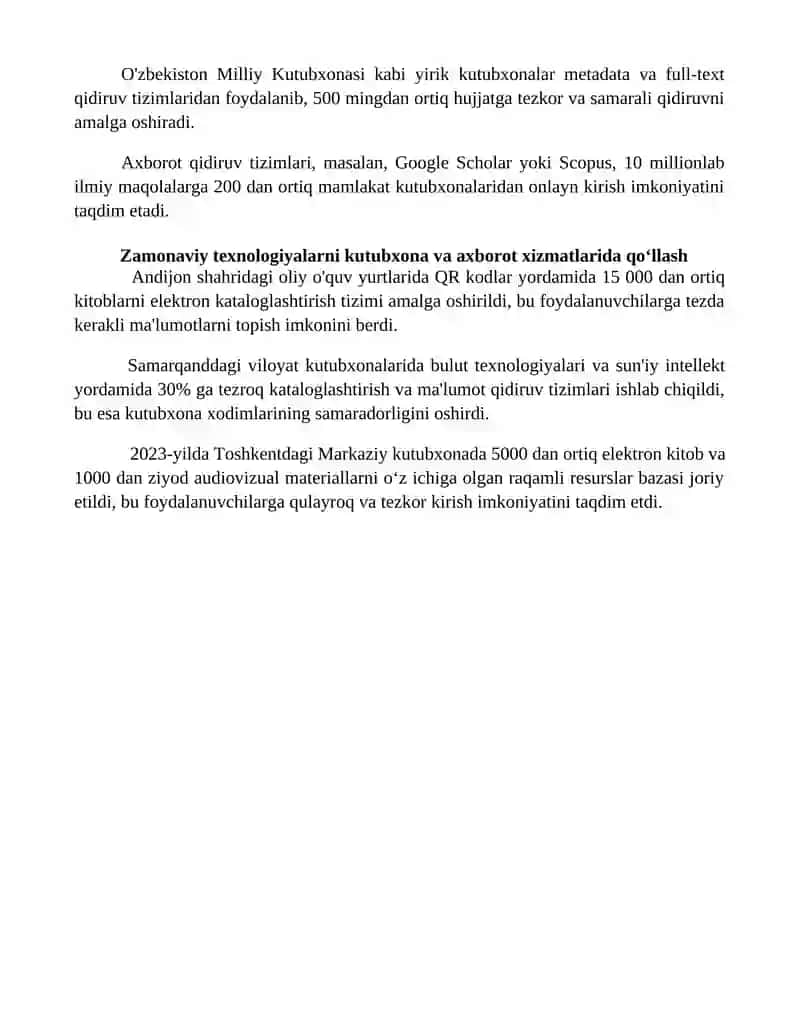 Kutubxona-axborot xizmatlarini tashkil etishda zamonaviy texnologiyalar 4