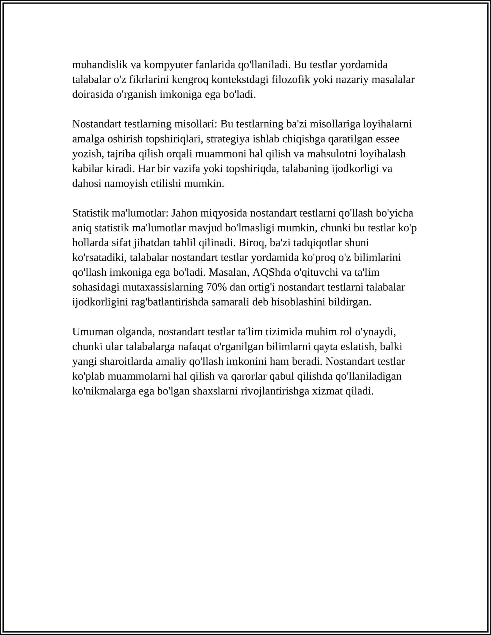 O’QUVCHILARNING MANTIQIY FIKRLASH KOMPETENTLIGINI RIVOJLANTIRISHDA NOSTANDART TESTLARDAN 4