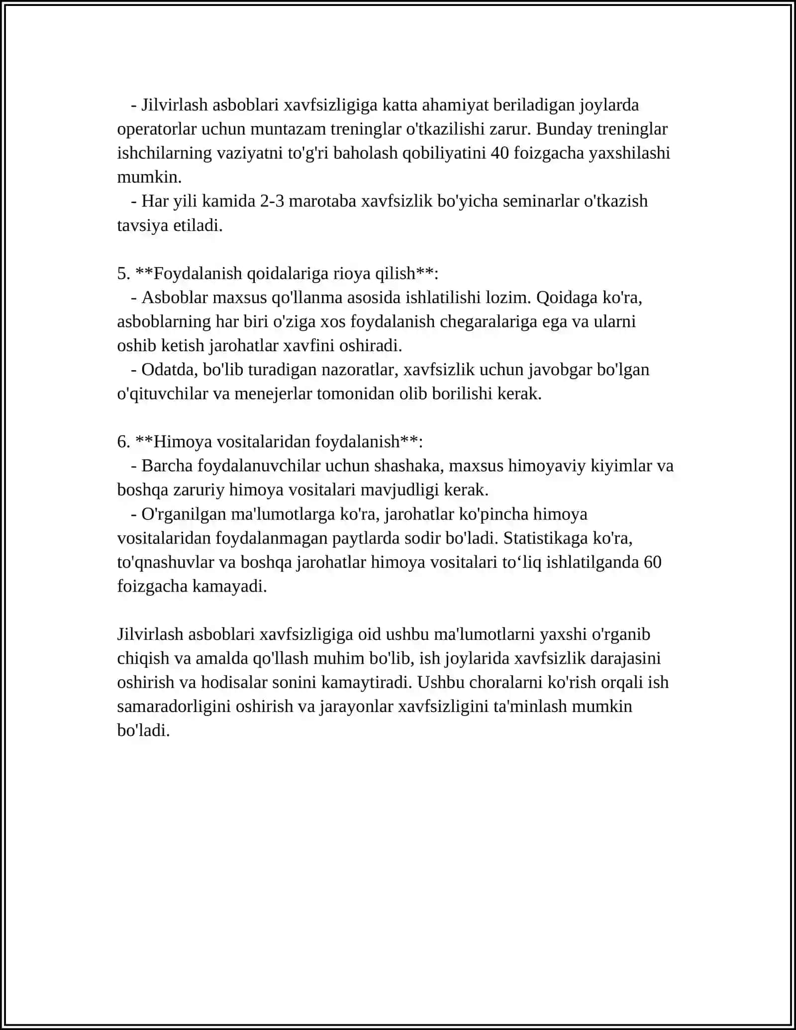 JILVIRLASH DASTGOHLARIDA MEHNAT XAVFSIZLIGI 4