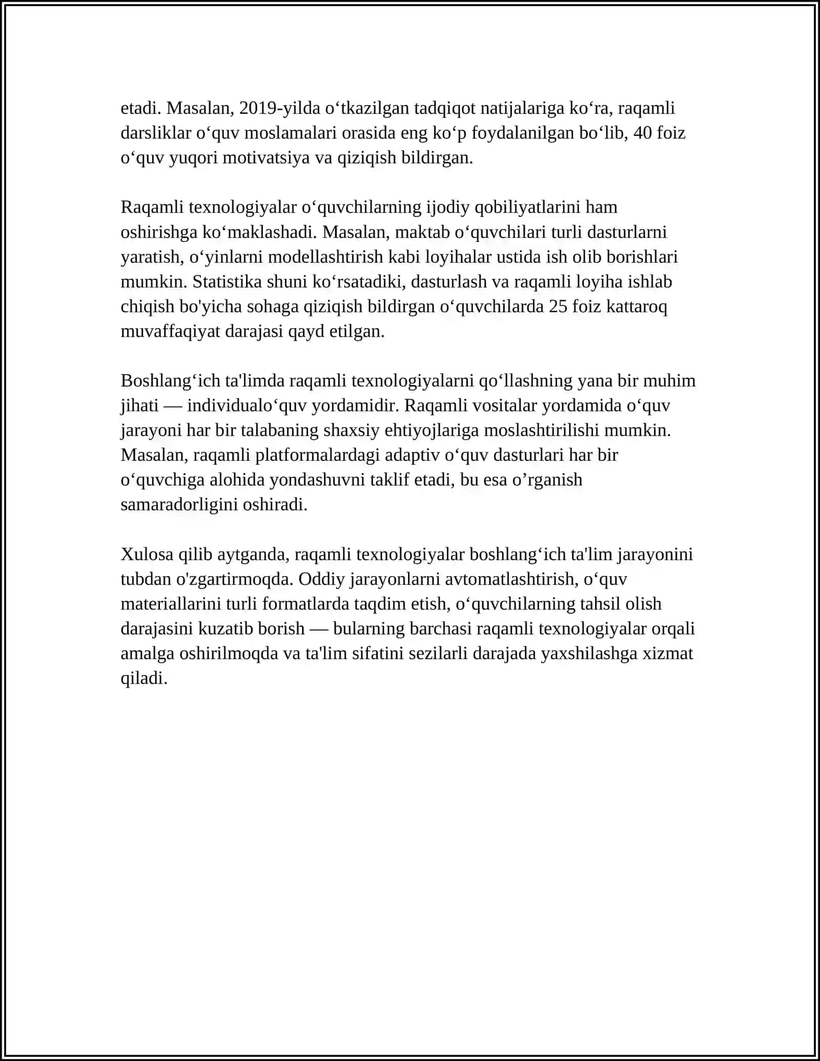 BOSHLANG‘ICH TA'LIM PEDAGOGIKASI FANINING ZAMONAVIY TENDENSIYASINI O‘RGANISH 4