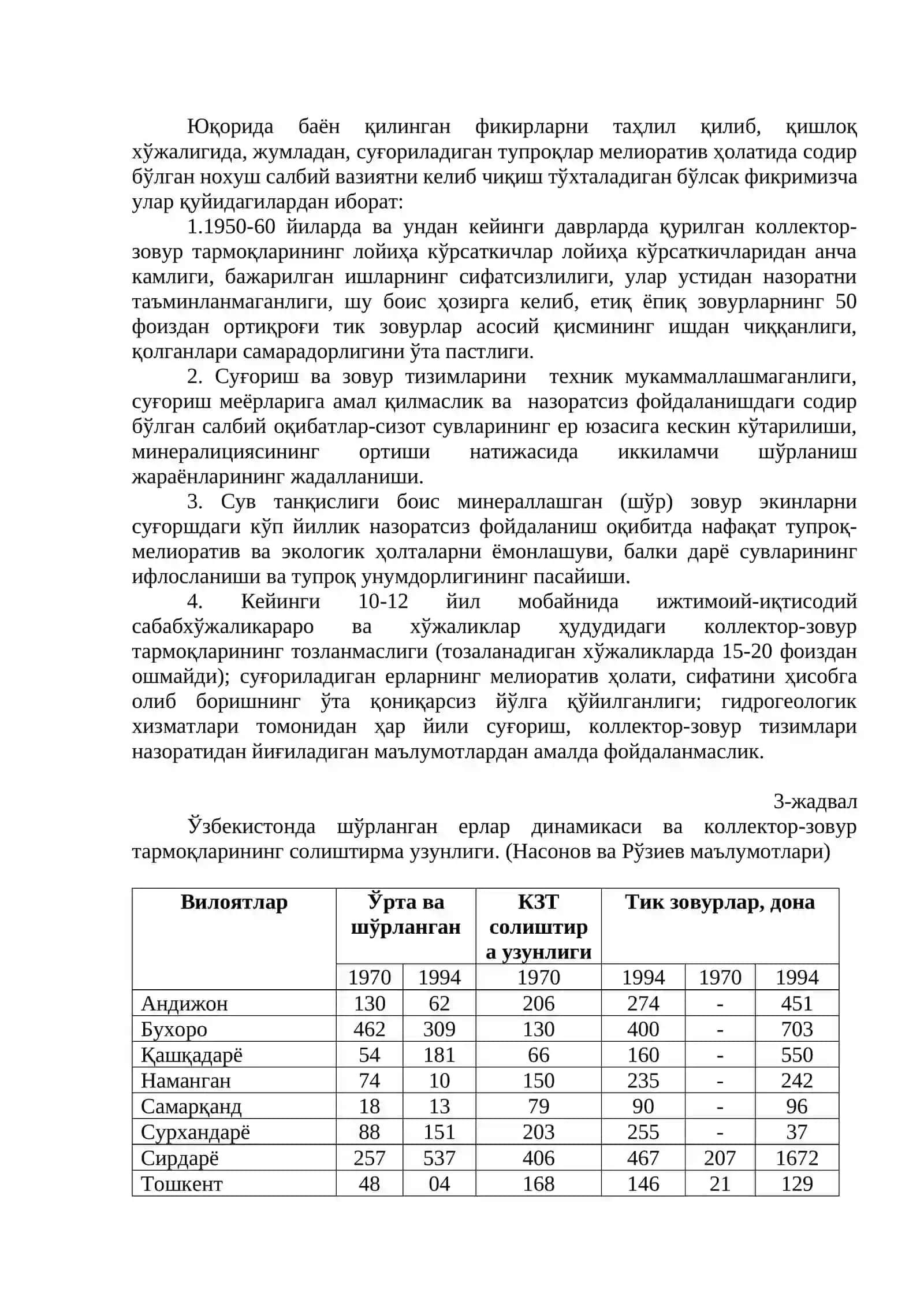 Шўрланган тупроқлар мелиорациясининг долзарб муаммолари 4