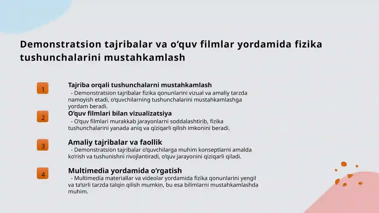 Fizika oʻqitishda zamonaviy axborot texnologiyalarini joriy qilish mavzusida tayyor slayd, taqdimoti. 4
