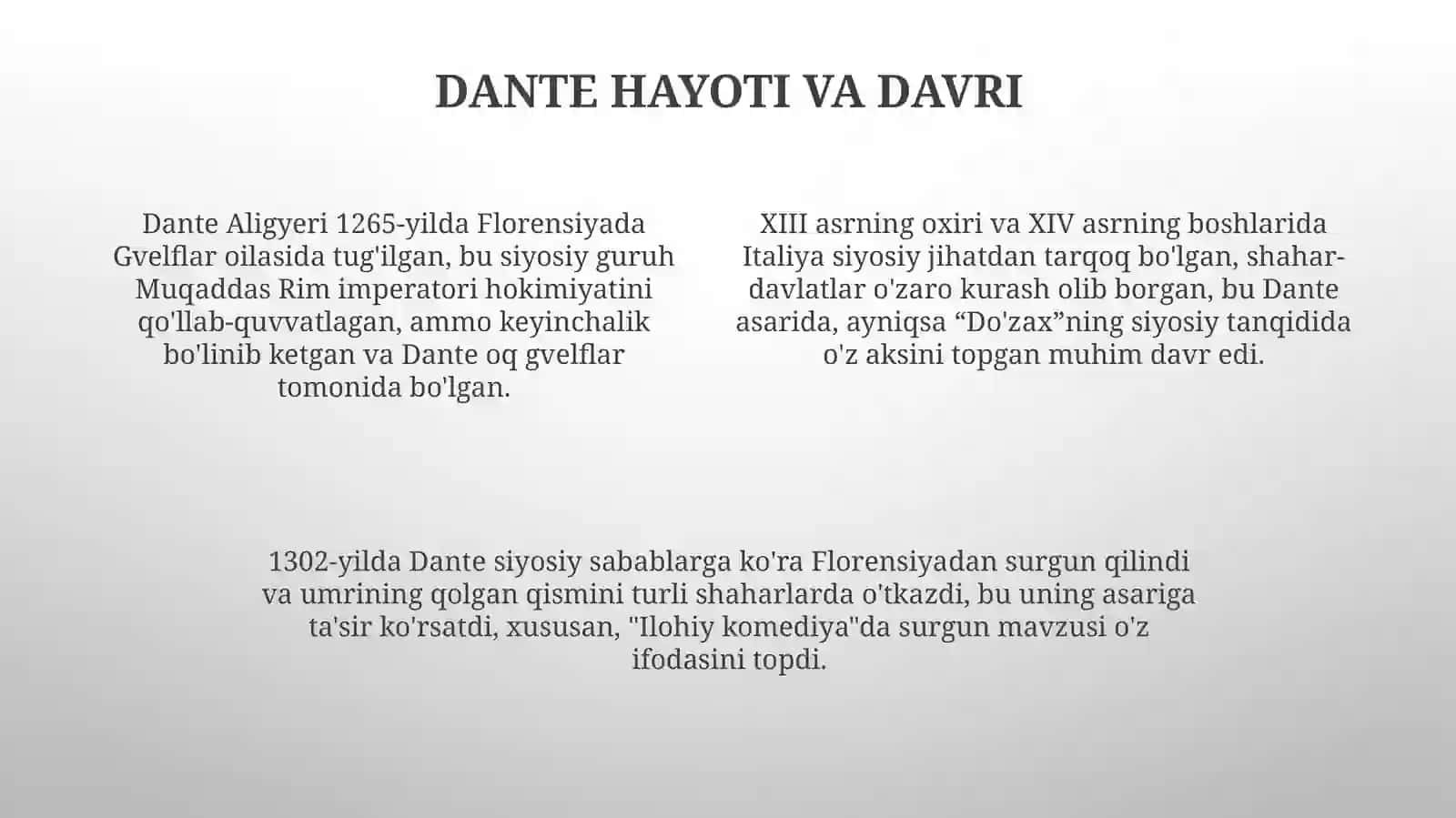 Dante Aligyeri "Ilohiy komediyasi" 4