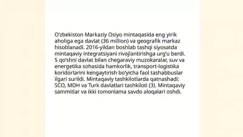 Oʻzbekiston xalqaro aloqalari va jahon ham jamiyatidagi òrni 4