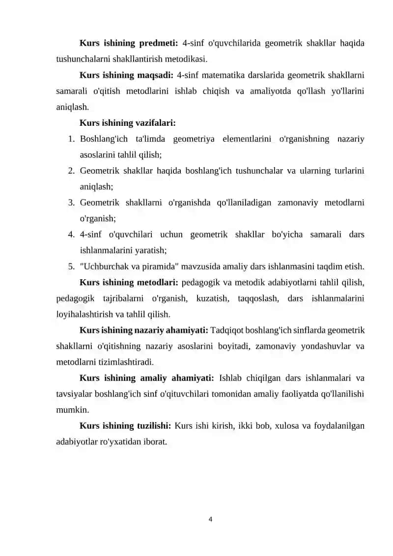4-SINF MATEMATIKA DARSLARIDA GEOMETRIK SHAKLLARNI O'RGANISH METODIKASI 4