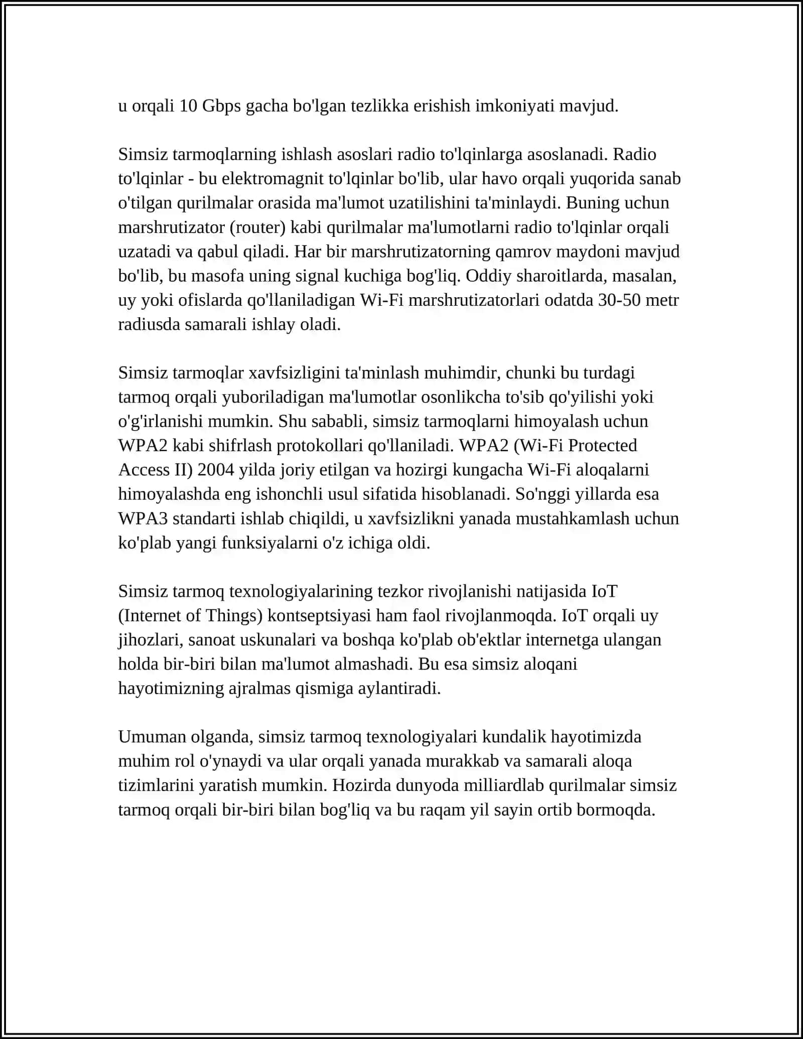 SIMSIZ TARMOQ TEXNOLOGIYALARI VA MUHITLARI HAQIDA MALUMOT 4