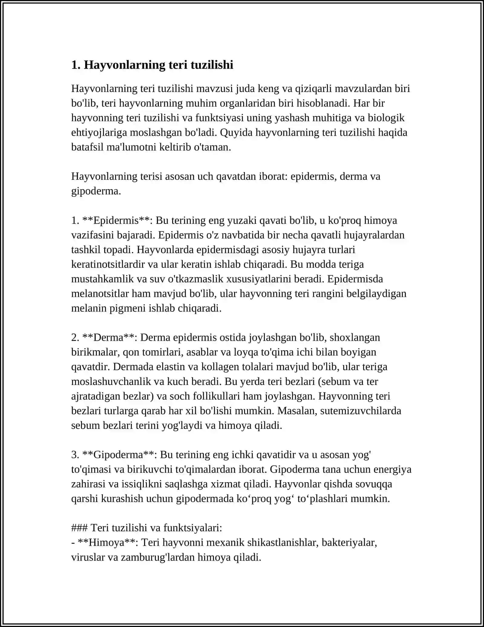 TERINING HOSILA ORGANLARI (TUYOQ, SHOX, YELIN) TUZILISHINI TIRIK HAYVONLAR DA O'RGANISH 4