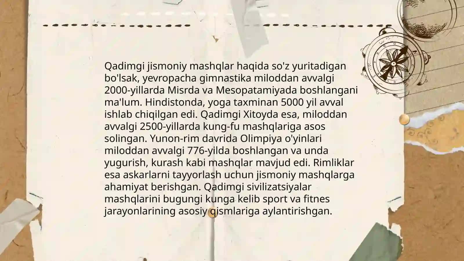Jismoniy mashqlarning paydo boʻlishi 4