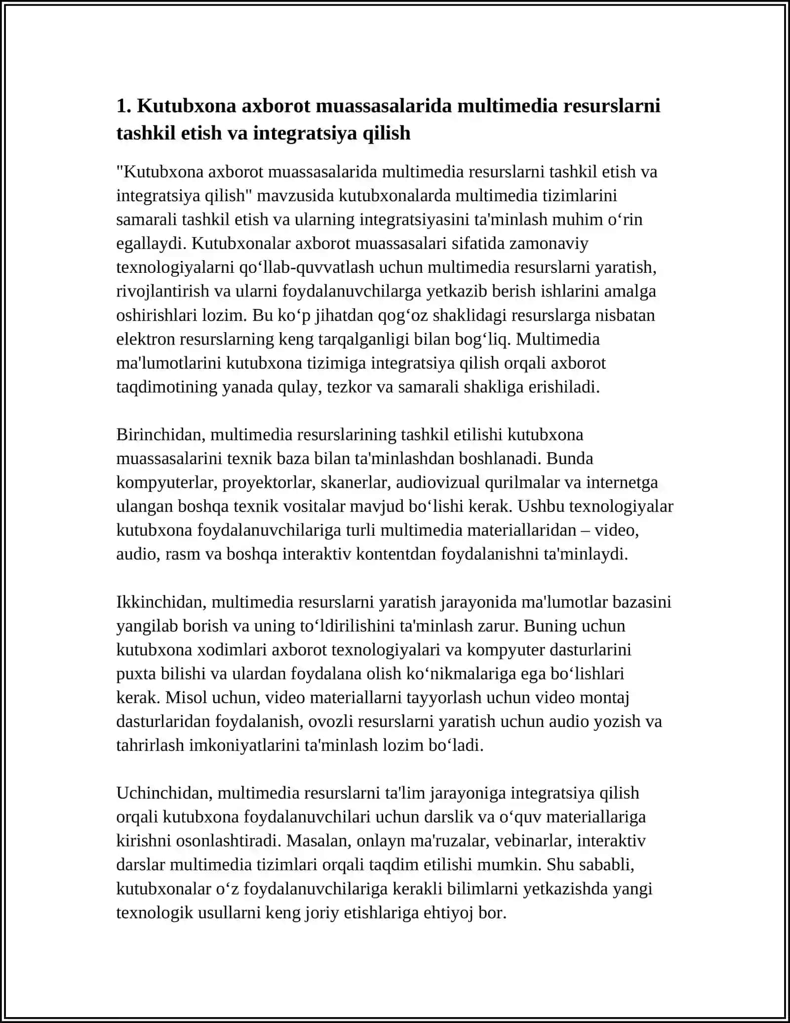 KUTUBXONA AXBOROT MUASASALARIDA MULTIMEDIA TIZIMLARIDAN FOYDALANISH 4