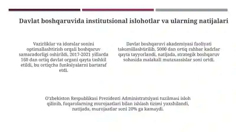 Mustaqillik yillarida davlat boshqaruvi tizimida amalga oshirilayotgan islohotlar 4