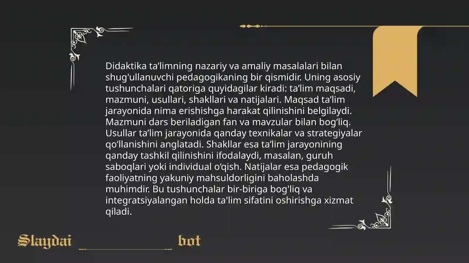 Didaktika - pedagogik ta'lim nazariyasi 4