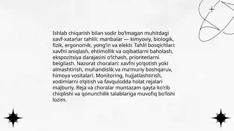Ishlab chiqarish bilan sodir bo'lmagan muhit 4