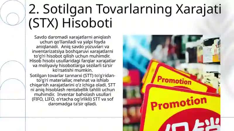 Tayyor mahsulotlar, ishlar, xizmatlar va ularning sotilishini hisobga olish 4