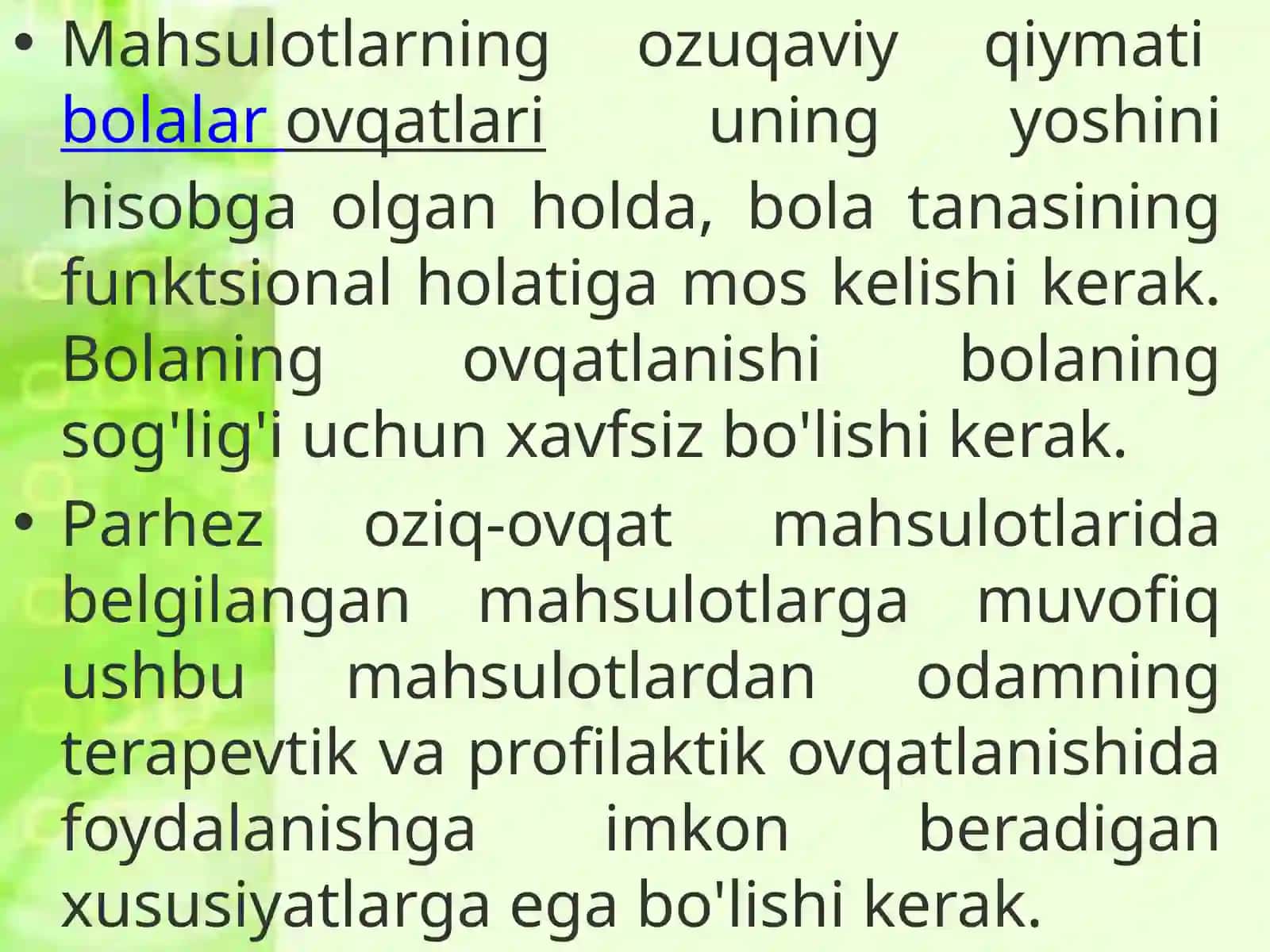 Oziq-ovqat mahsulotlarining sifati va xavfsizligi. Intizomiy talablar 4