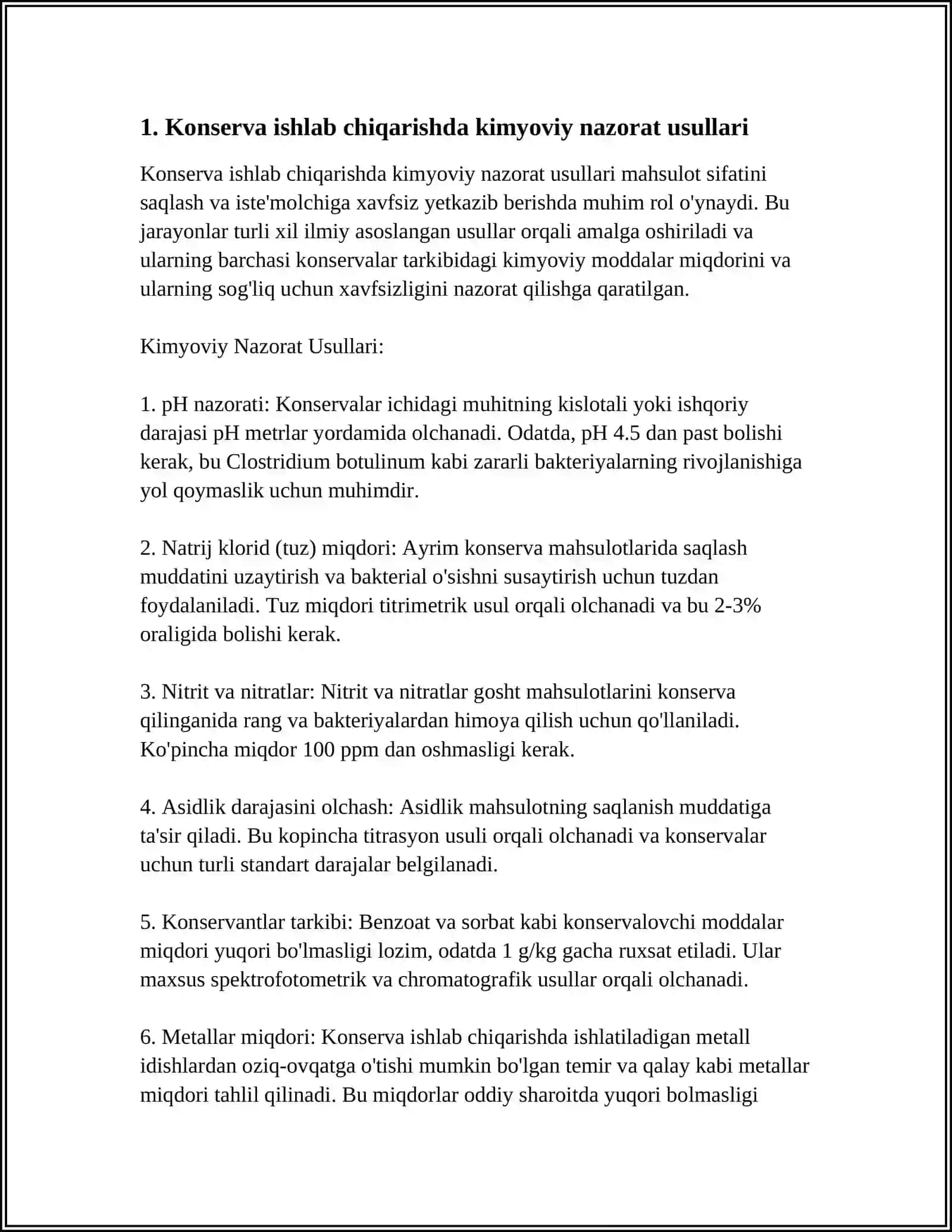 KONSERVA ISHLAB CHIQARISHDA TEXNIK-KIMYOVIY NAZORAT 4