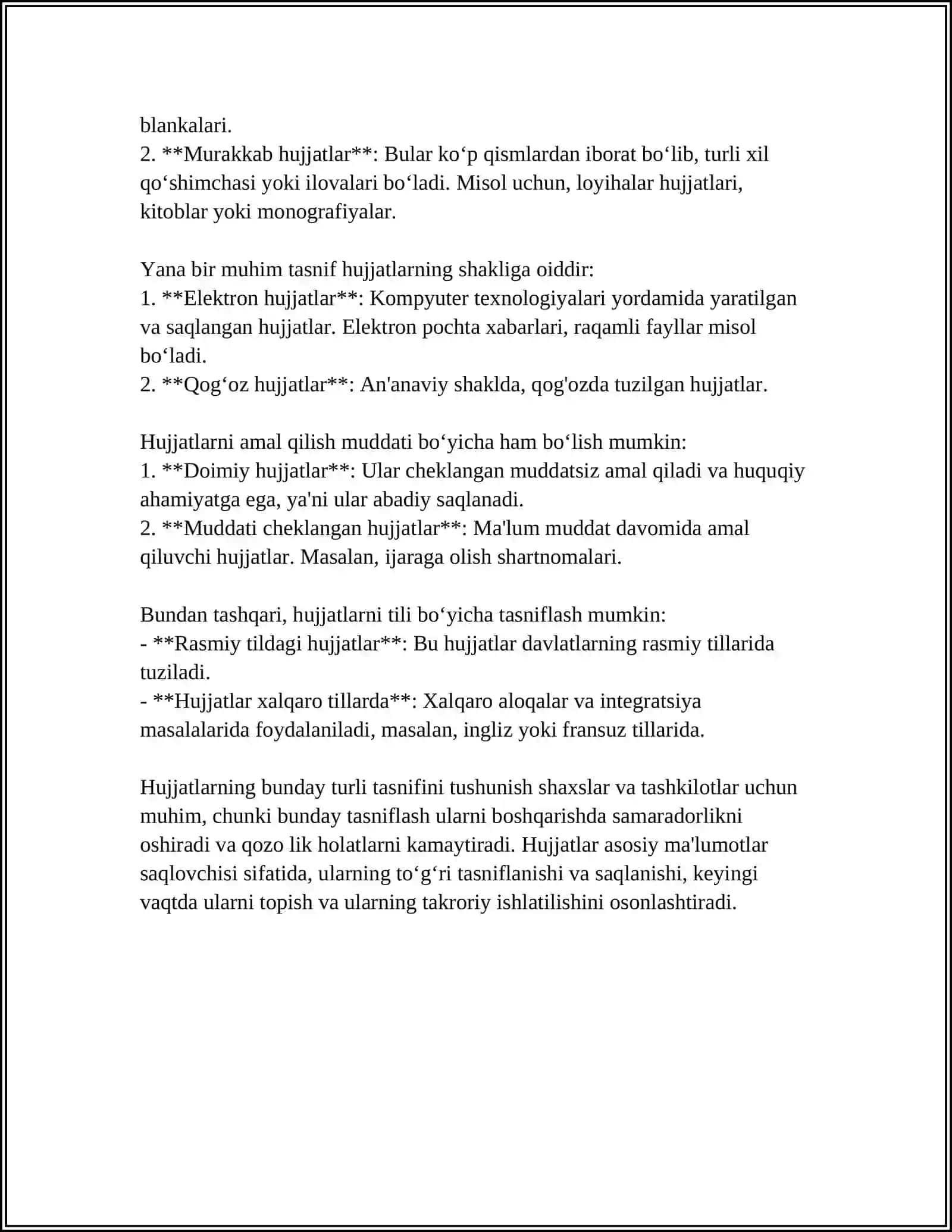 ISH HUJJATLARI VA ULARGA QO'YILADIGAN ASOSIY TALABLAR 4