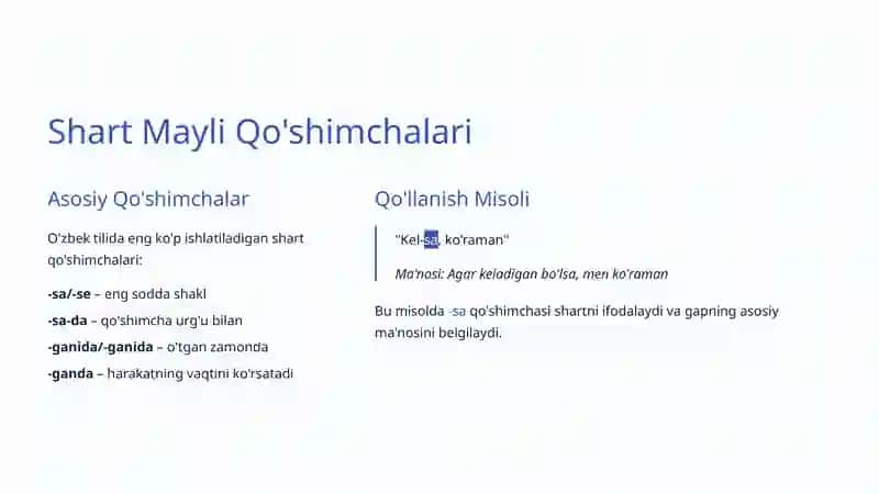 Shart Mayli: O'zbek Tilida Shartlikni Ifodalash San'ati 4